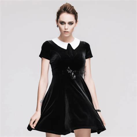 Devil Fashion Punk Elegant Black Short Sleeves Dresses Steampunk Gothic Spring Summer Causal