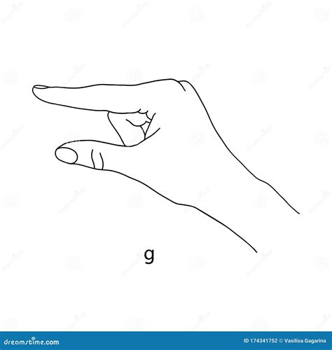 G Is The Seventh Letter Of The Alphabet In Sign Language Vector