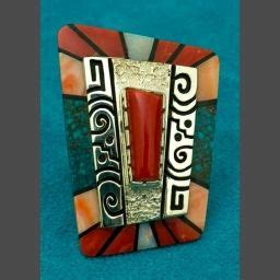 Turquoise Native American And Coral Ring Philbert Begay Navajo Silver