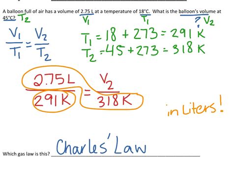 Charles' law gives the relationship between volume and temperature if pressure and amount are held see the bonus problem after problem #25 here. Charles law sample problems