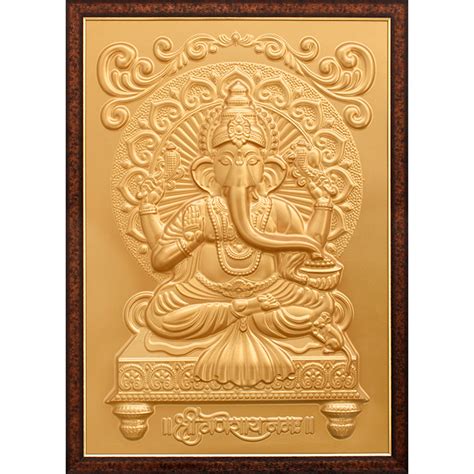 Metallic Gold Shree Ganesh Wall Art Nova Decorative