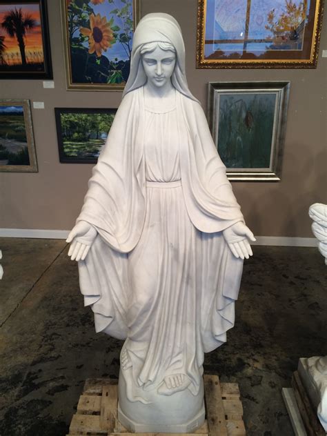 White Marble Standing Virgin Mother Mary In Prayer Sculpture Perfect
