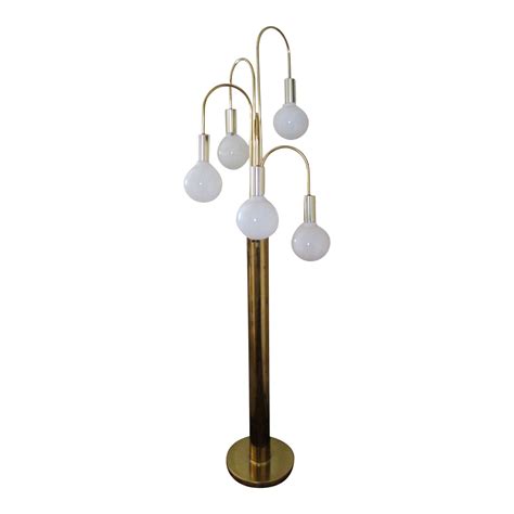 Luna bella chair side arc lamp, black shade with gold leaf $ 349. Mid-Century Brass Waterfall Floor Lamp | Chairish