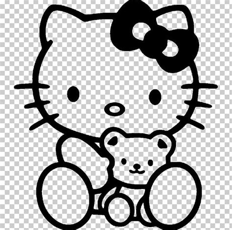 Hello Kitty Name Tag Sanrio PNG - artwork, black, black and white
