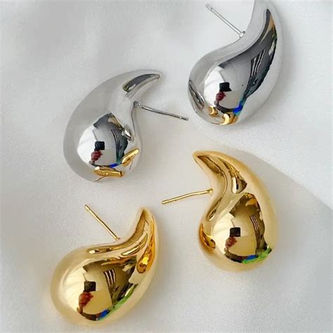 5pairs 2023 New Trendy Gold Silver Plated Teardrop Chunky Stud