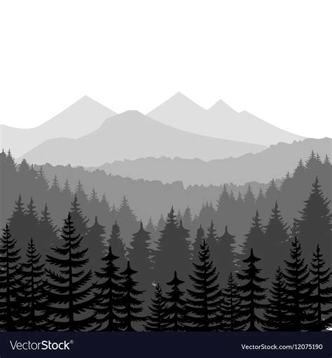 Pine Forest And Mountains Backgrounds Royalty Free Vector
