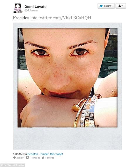 Demi Lovato Shares Gorgeous Freckled Make Up Free Selfie Daily Mail