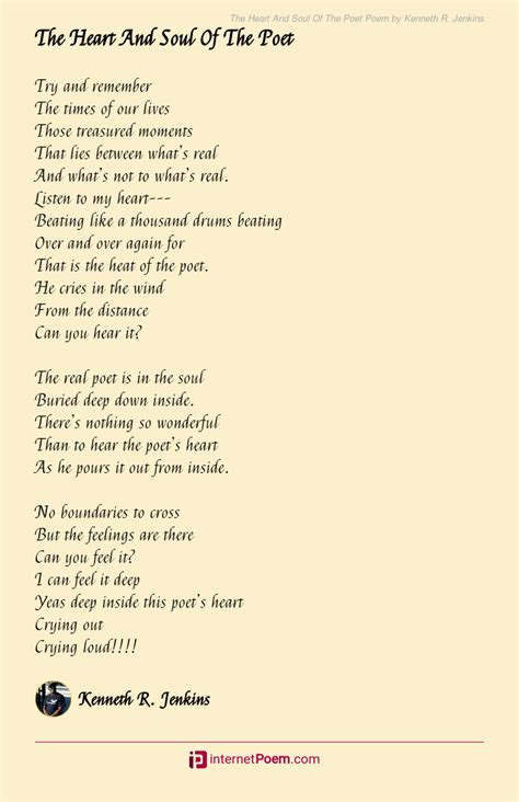 The Heart And Soul Of The Poet Poem By Kenneth R Jenkins