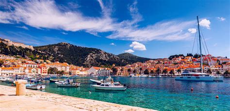 Colorful Scenery In Mediterranean Town Hvar Famous Travel Place On