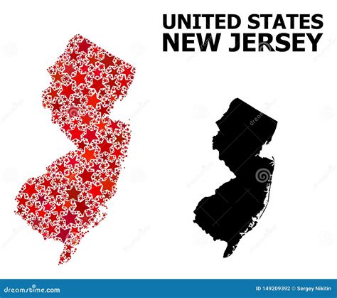 Red Starred Mosaic Map Of New Jersey State Stock Illustration