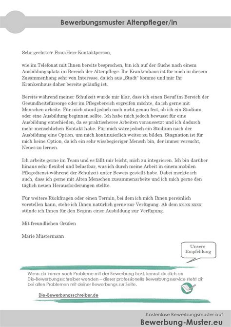 Durch den hohen bedarf an arbeitskräften in fast allen diesen bereichen, können sich bewerber während der phase der vorstellung bereits mit ihrer möglichen karriere beschäftigen. Bewerbung Altenpflegeschule Muster