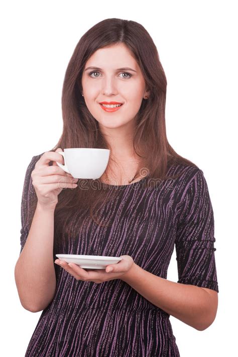 Women With The Cup Of Coffee Stock Photo Image Of Beauty Isolated