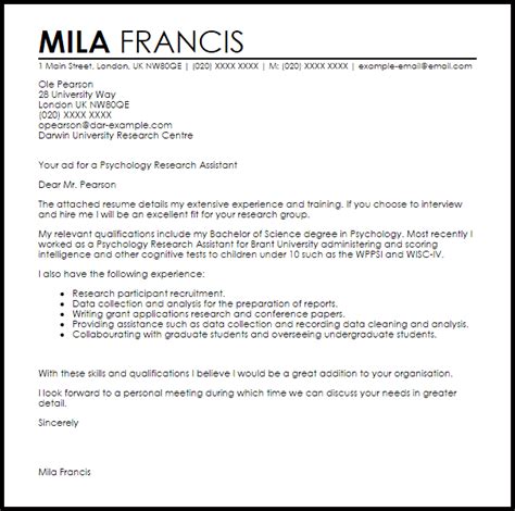 How to write a perfect. Cover Letter Template Research Assistant - Resume Format