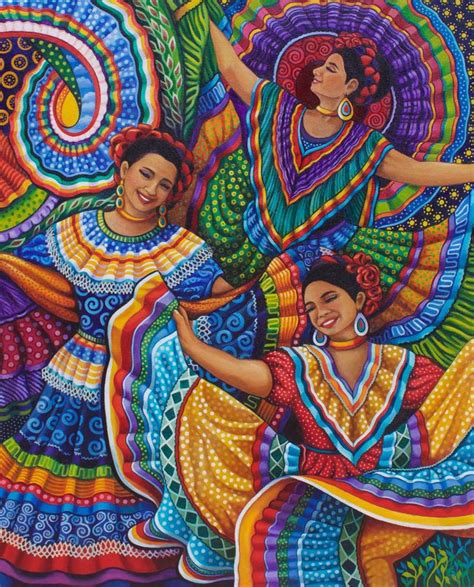 Mexican Folk Dancers Mexican Culture Art Mexican Folk Art Painting Mexican Art Painting