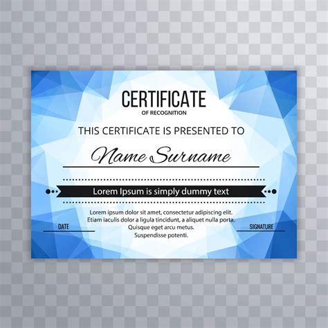 Abstract Blue Award Certificate Design Template Download Free Vector Images
