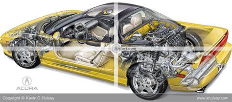 Automotive Illustration Cutaway Art Of Acura Nsx