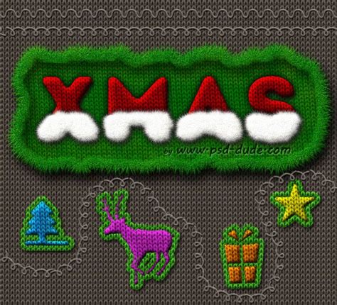 Santa Hat Knitted Christmas Text Effect In Photoshop Photoshop