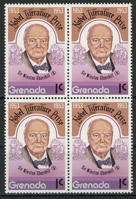 Sir Winston Churchill Nobel Literature Prize Block Of 4 Stamps Etsy