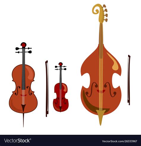 Violin Cello And Double Bass Stringed Music Vector Image