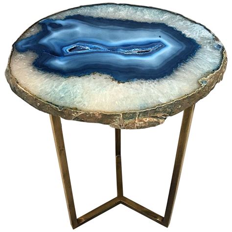 Unique Blue White Agate Stone Side Coffee Table At 1stdibs Agate