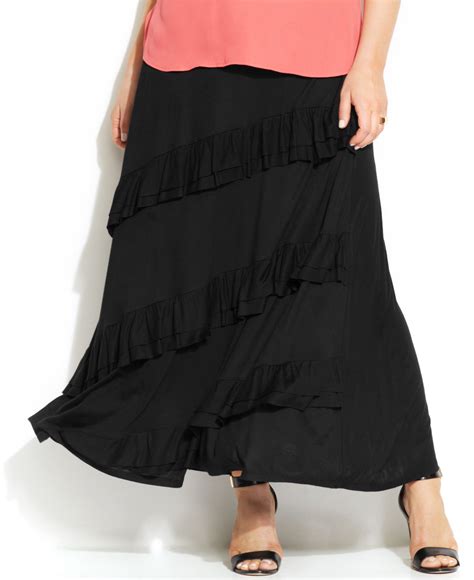 Inc International Concepts Plus Size Tiered Maxi Skirt In Black Lyst