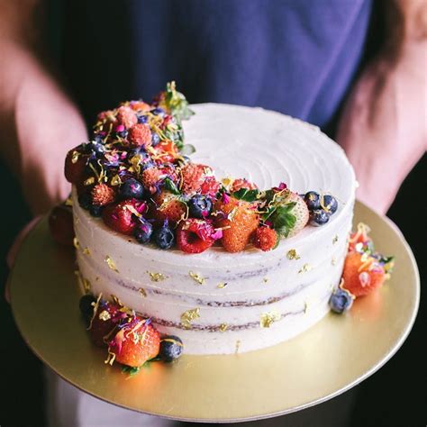 Rustic Floral Berry Cake With Edible Dried Flower Petals Edible Gold