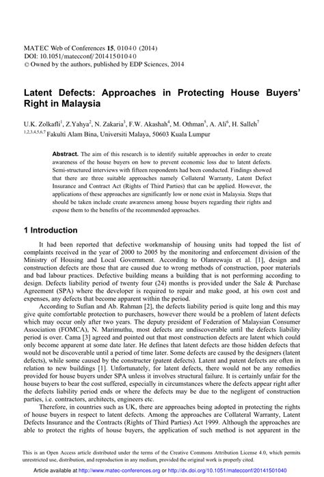 Housing development act 1966 amendments mp4.m4v. (PDF) Latent Defects: Approaches in Protecting House ...