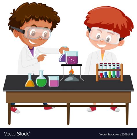 Students Experiment In The Lab Royalty Free Vector Image
