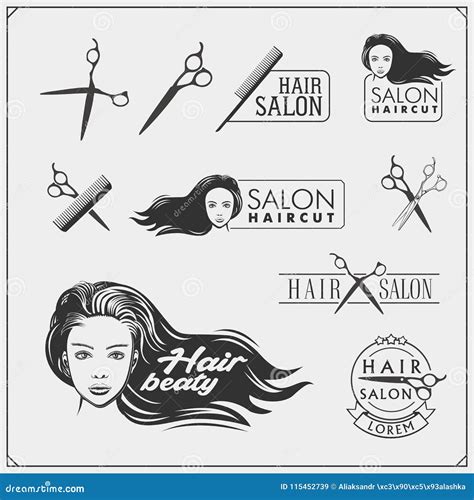 Beauty Salon Emblems With Female Face Design For Cosmetic