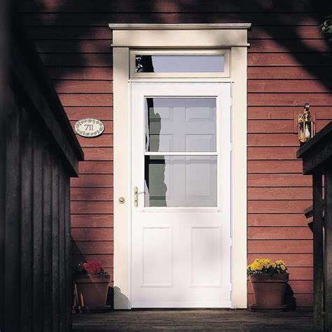 Pella Olympia 34 In X 81 In Brown High View Wood Core Storm Door Lowes