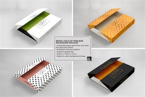 Download Fold Up Retail Thin Box Packaging Mockup