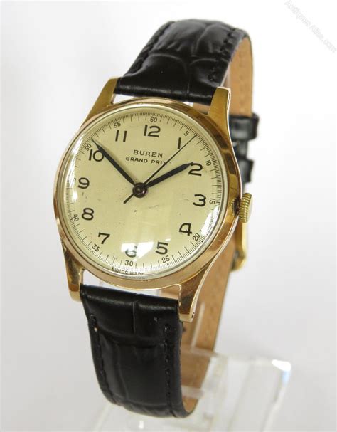 Antiques Atlas Gents 9ct Gold Buren Grand Prix Wrist Watch 1953