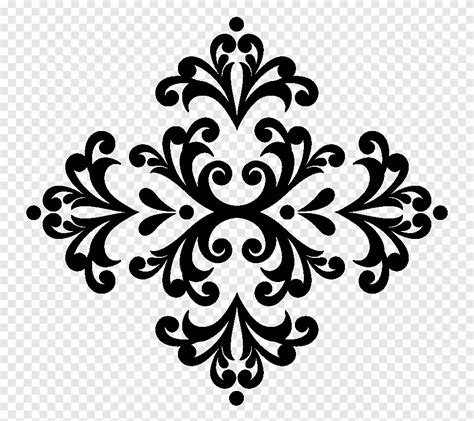 Black Damask Ornament Arabesque Drawing Stencil Pattern Design Leaf