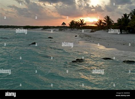Mexico Cozumel Sunset On The Beach Stock Photo Alamy