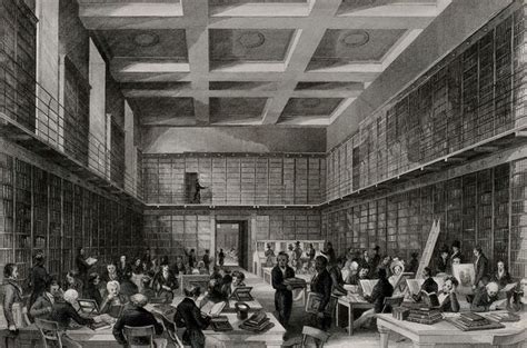 The British Museum The Reading Room With Many Readers Engraving By H