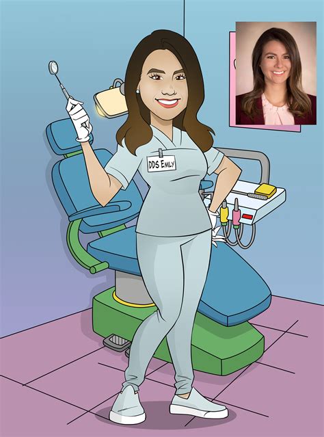Female Dentist Gift Medical Gift Custom Cartoon Portrait Etsy