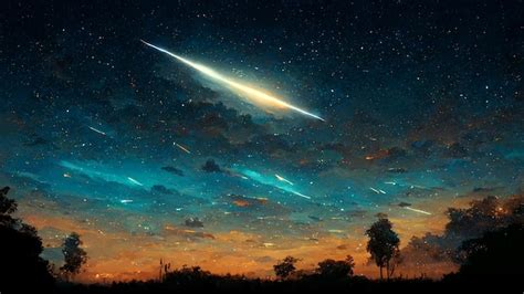 Premium Ai Image Meteor Star Trails On Night Sky Background Fantasy