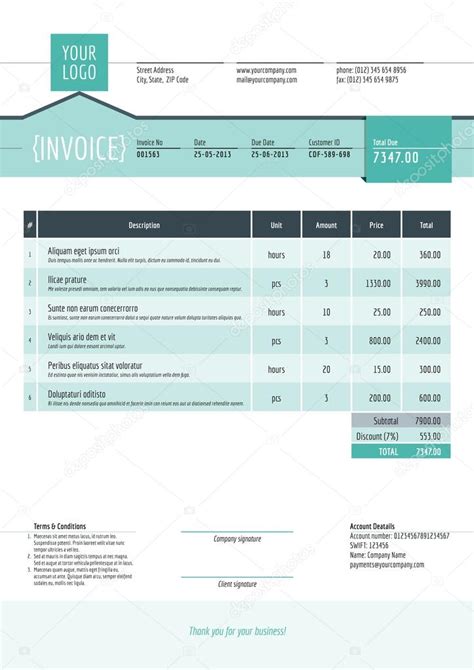 Business Invoice Template Vector Illustration Invoice Form
