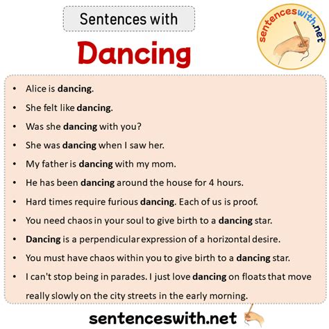Sentences With Dancing Sentences About Dancing Sentenceswithnet