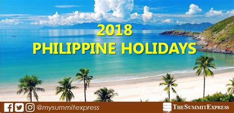 List Regular Special Holidays In The Philippines 2018