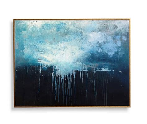 Large Dark Blue Abstract Art Sky Landscape Oil Paintingblack Etsy