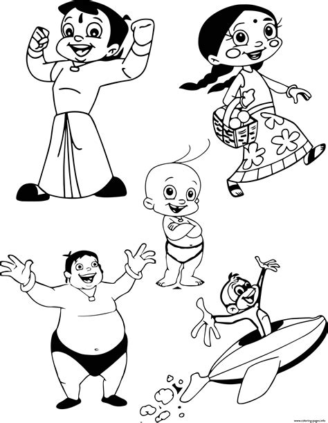 Characters In Chota Bheem Free Coloring Pages
