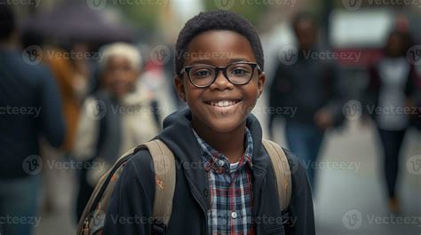 Boy Go To School Schoolboy Portrait At Street Generative Ai 25478825