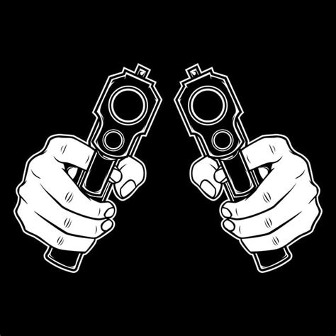 Hand Holding A Gun Vector Hand Drawing Art Background Bandit PNG And