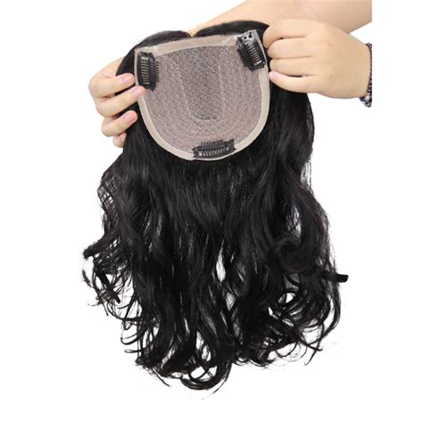 12 20 Inch Clip In Wavy Human Hair Toppers For Women 5 X 5 Base