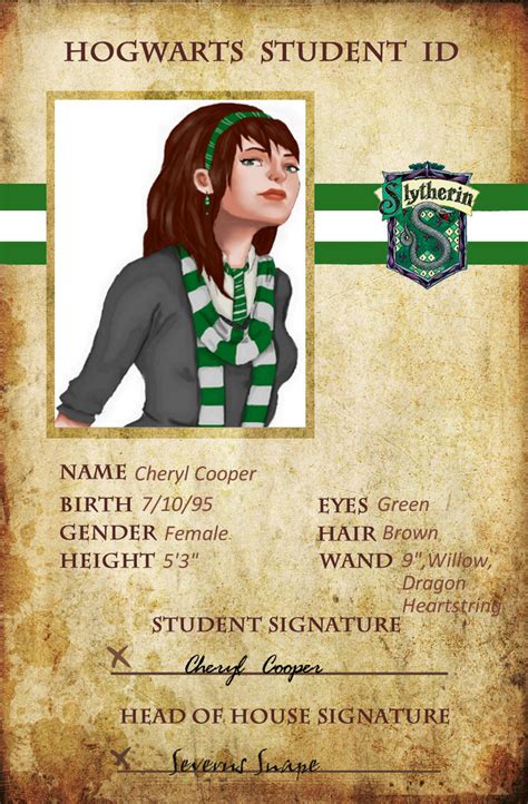 Slytherin Student Id By Theelectriccat On Deviantart