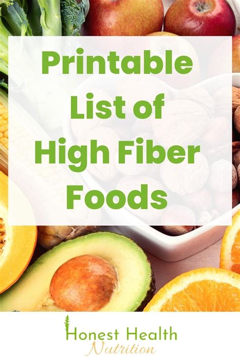 Printable List Of High Fiber Foods