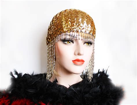 Silver Gatsby Headpiece Roaring 20s Beaded Cap Sequin Flapper Headpiece