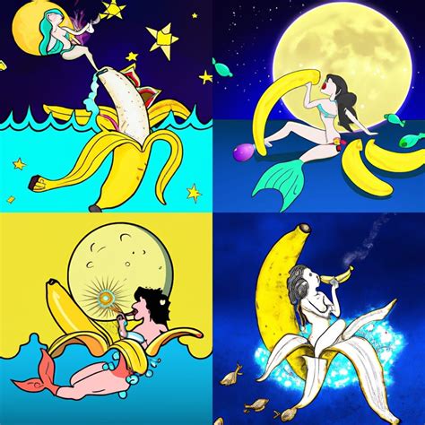 A Mermaid Eating Bananas From The Moon Exploding Ai Generated Artwork