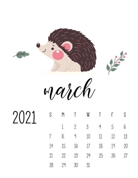 Forest Woodland Animals 2021 Calendar